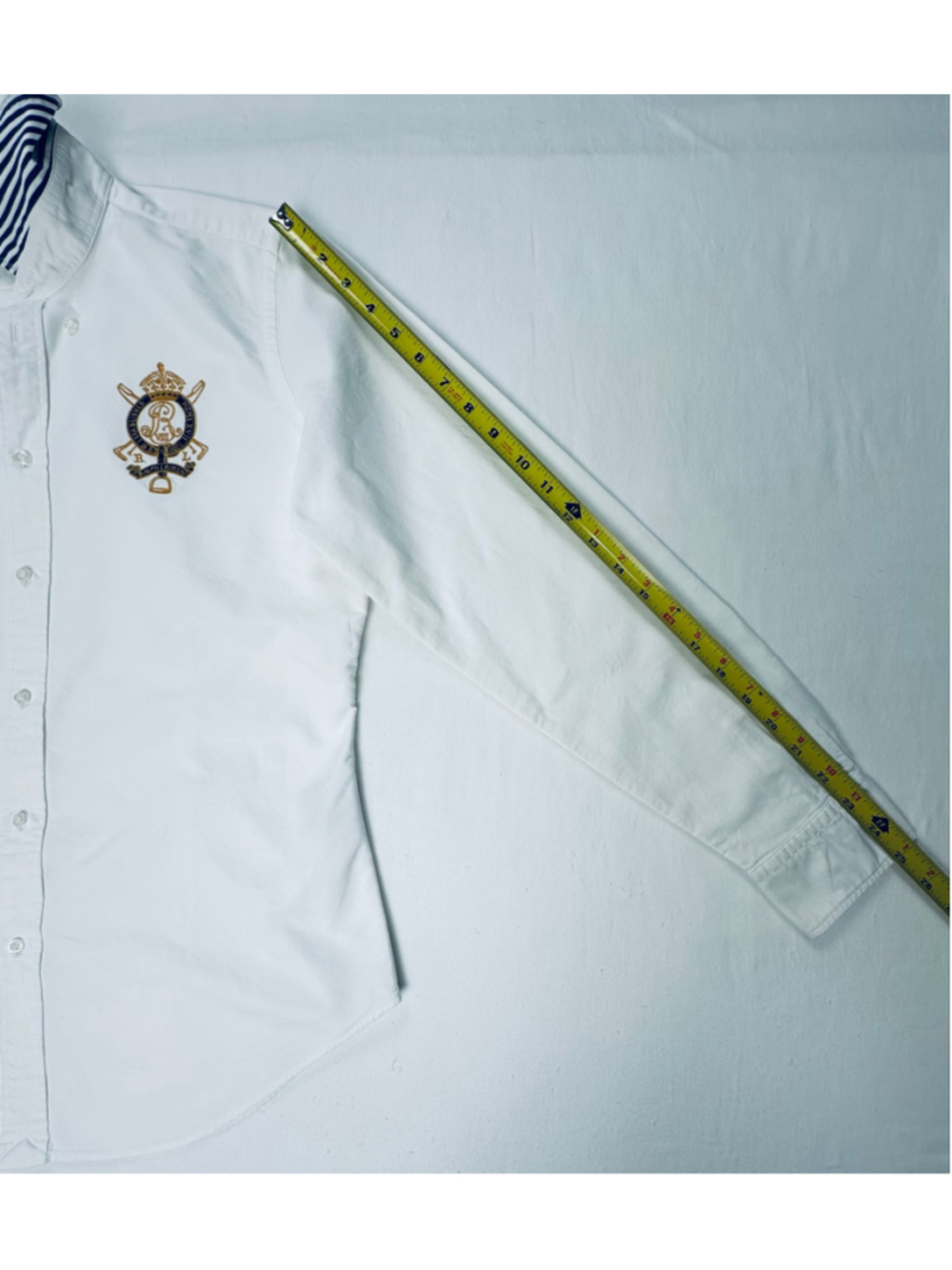 Vintage Ralph Lauren Sport Women’s 14 White Oxford Crest Contrast Collar Shirt - Picture 7 of 13